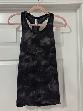 Athleta Black and Gray Tie-Dye Performance Racerback Tank